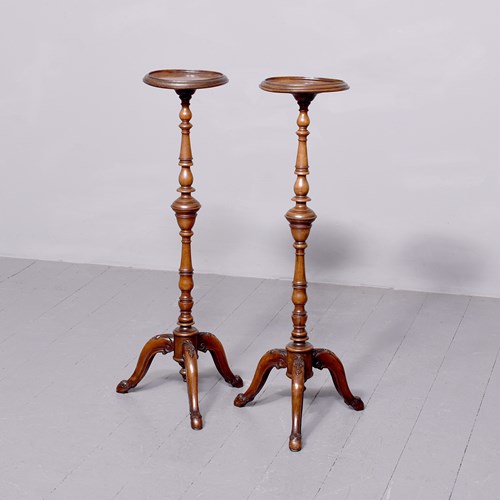 Pair Of Georgina Style Walnut Torchers 