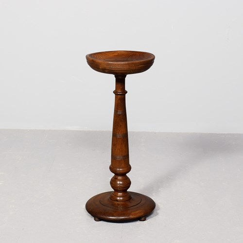 Rustic Victorian Turned Elm And Oak Pedestal/Jardinière Stand