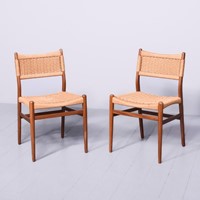 Pair of Retro Mahogany & Rattan Side Chairs