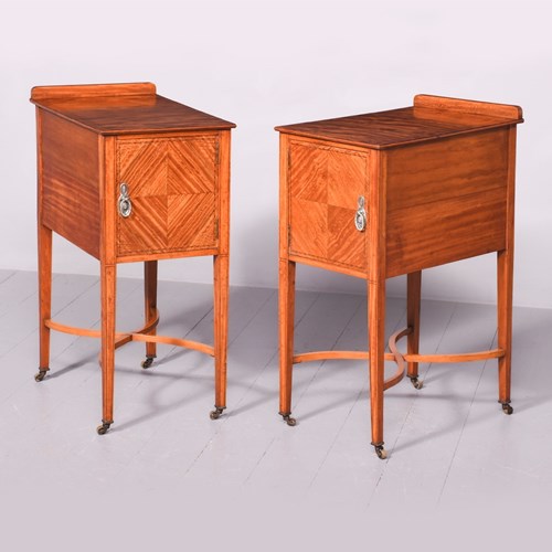  Pair Of Satinwood Inlaid Bedside Cabinets