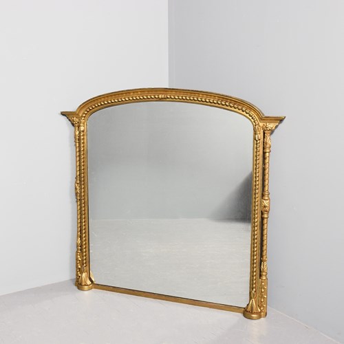 Exceptional Giltwood Regency Overmantel Mirror With Gilding And Mirror Plate