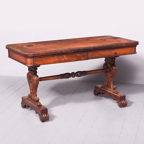 Free Standing Regency Rosewood Library Table Of Exceptional Quality