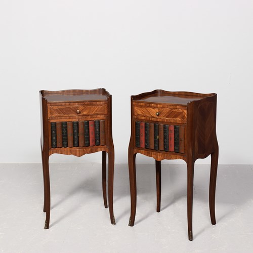 Pair Of Inlaid Kingwood Side Tables, Lampstands Or Bedside Lockers 