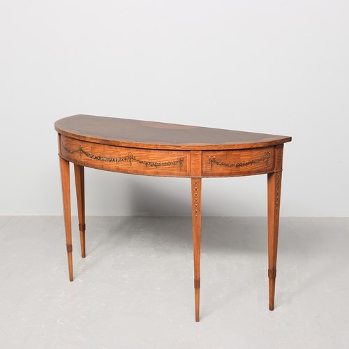 A Stylish George III Painted And Inlaid Demi-Lune Serving Table