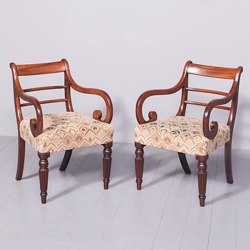 Pair Of William IV Mahogany Arm Chairs