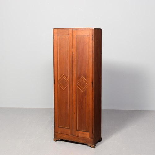 Unusual Walnut And Inlaid 2-Door Cigar Cabinet