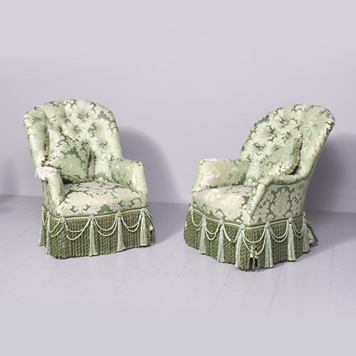 Exceptional Pair Of Victorian Easy Chairs