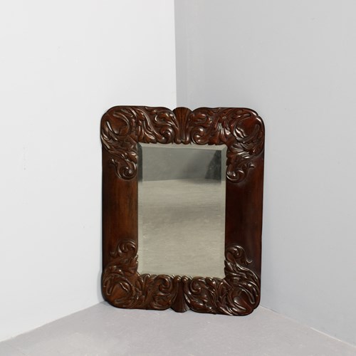 Stylish Carved Victorian Walnut Wall Mirror