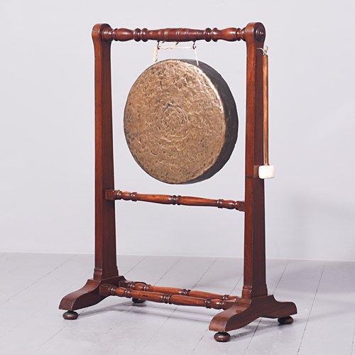  Large Victorian Mahogany Framed Brass Gong 