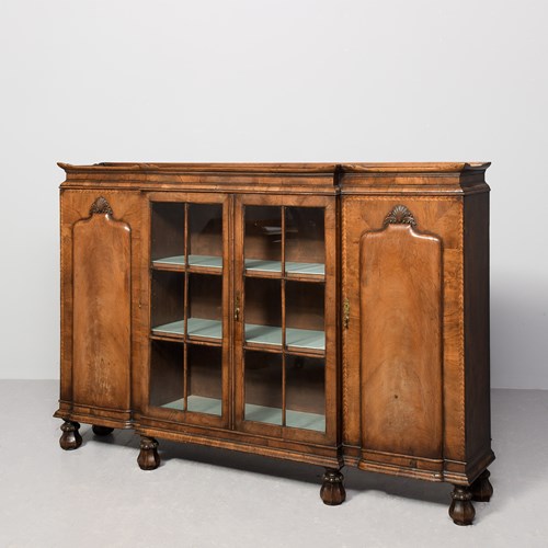 George 1St Style  Walnut 4-Door Breakfront Cabinet 