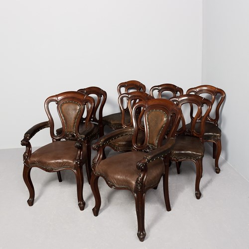 Quality Set Of 8 Victorian Mahogany Dining Chairs