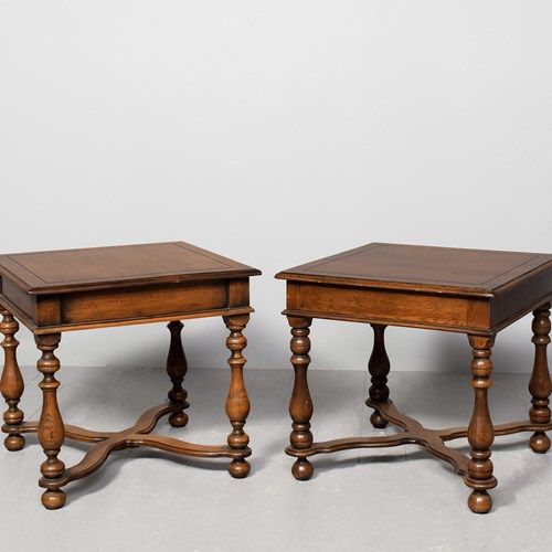 Pair Of Solid Oak Occasional Tables  