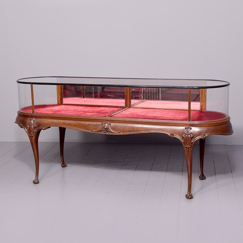 Large Mahogany And Glazed Display Cabinet Of Generous Proportions 