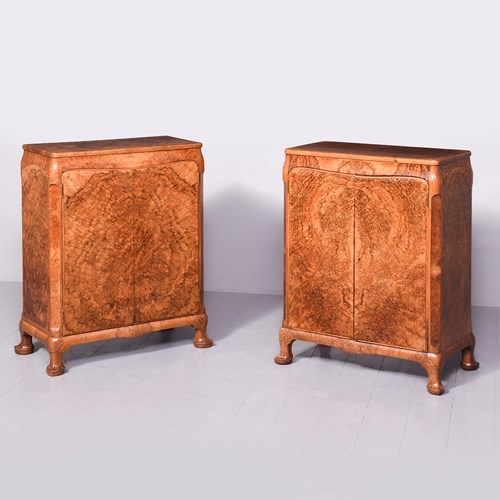 Pair Of Burr Walnut Cabinets By Whytock & Reid Of Edinburgh