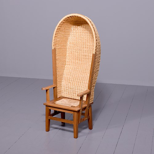 A Scottish Child's Walnut Framed Hooded Orkney Chair 
