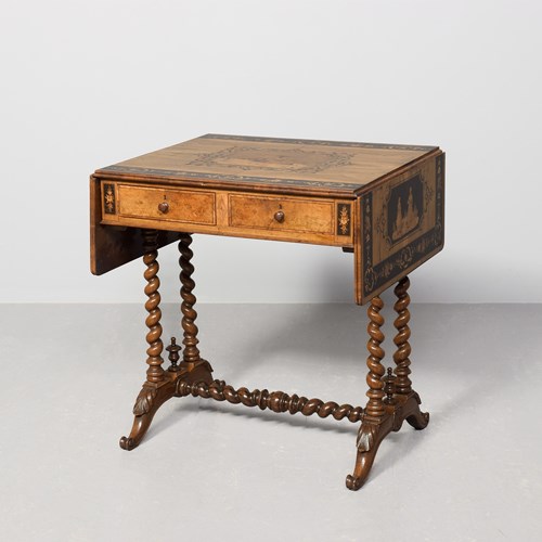 Italian Sorrento Olivewood Inlaid Sofa Table 