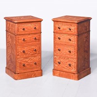 Pair of Inlaid Satin Birch Chests of Drawers