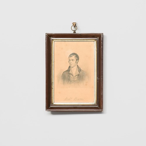 Framed Etching With Picture And Signature Of Robert Burns