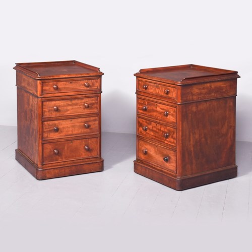 Superb Pair Of Mid-Victorian Small Mahogany Chests/Lockers In Flame Spanish Maho