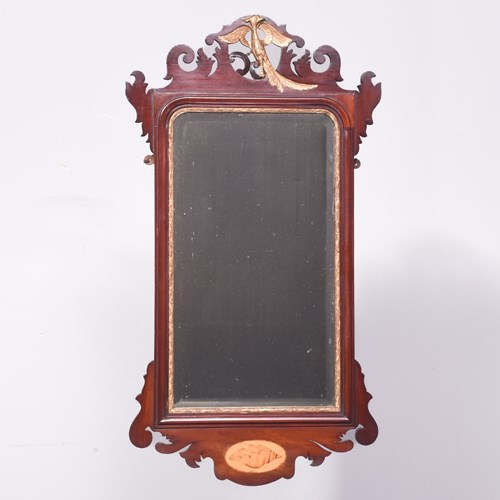 Georgian Style Chippendale Rectangular Fretted Mahogany Wall Mirror