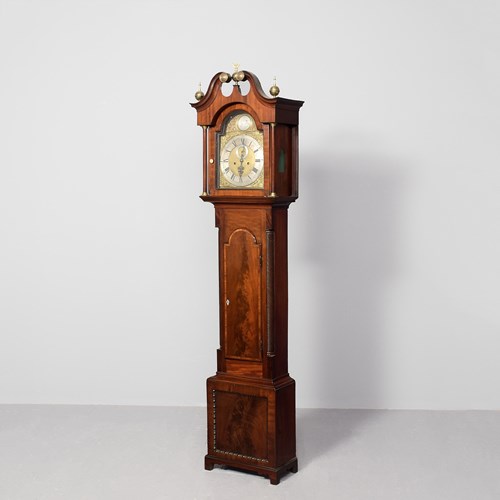 Georgian Grandfather Clock With Brass Weights