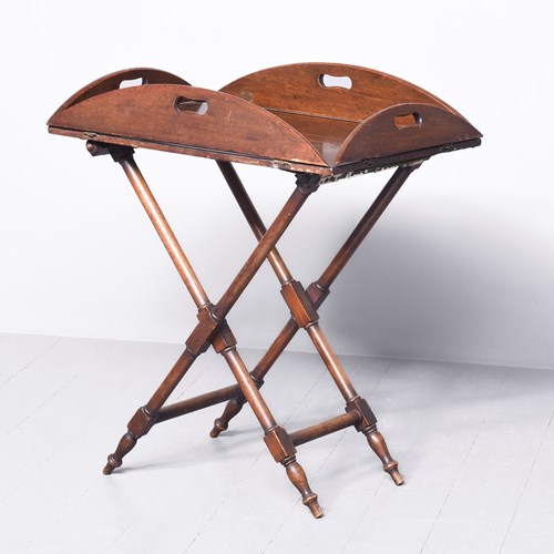 Unusual And Original Oak Folding Butlers’ Tray On Original Stand