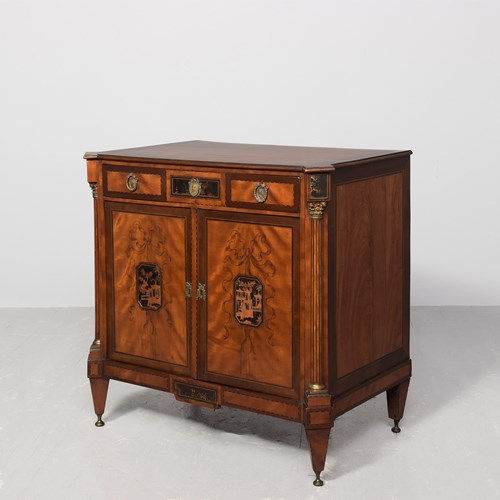 Elegant, Inlaid 19Th-Century Mahogany And Satin Birch Dutch Commode