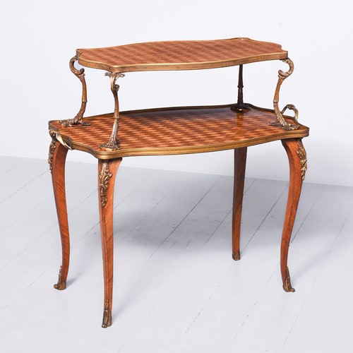French Parquetry Inlaid Two Tier Table or Etagere