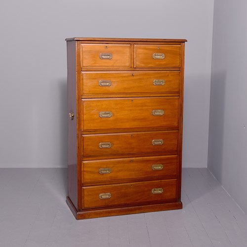 Tall Victorian Mahogany Military Secretaire Chest
