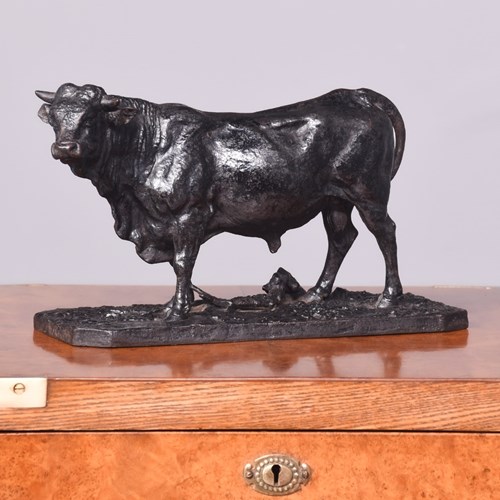 Original French Cast-Iron Model Of A Bull Stamped P J Mene