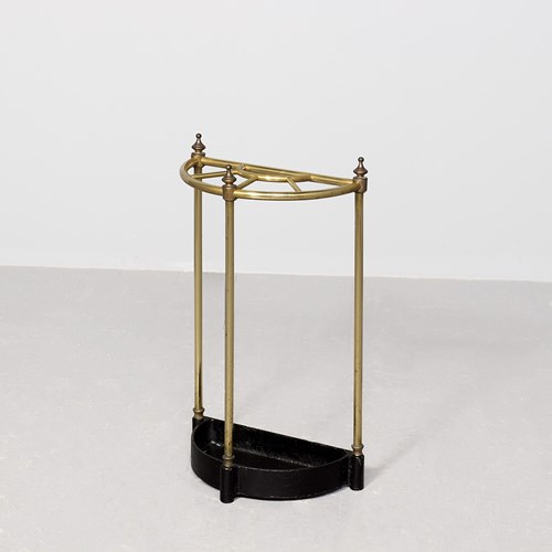 Stylish Victorian Brass And Cast-Iron Demi-Lune Stick Stand In Perfect Condition