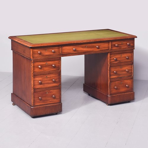 Neat-Sized Victorian Mahogany Knee-Hole Writing Desk