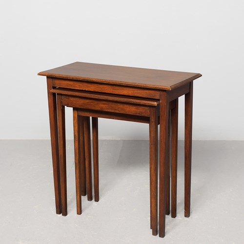 Nest Of 3 Tall Solid Oak Occasional Tables