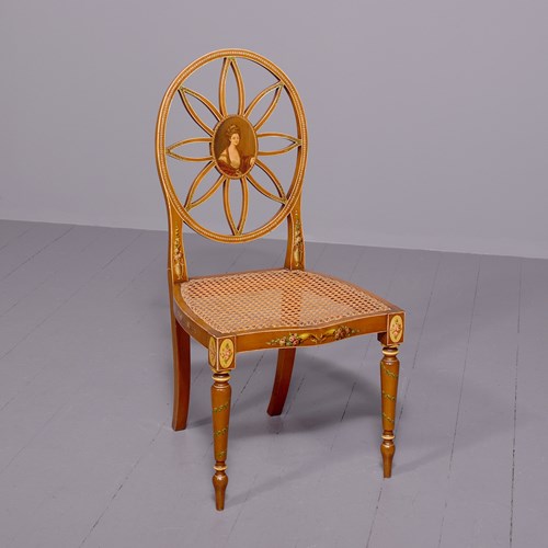Hand Painted Side Chair In Satinwood