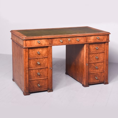 Exhibition Quality Burr-Walnut Pedestal Desk
