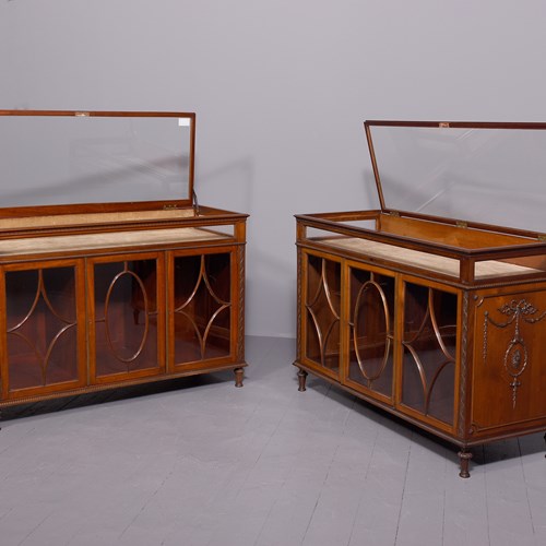 Rare Pair Of Adam Style Mahogany Display Counters