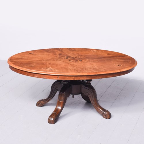 Victorian Oval Marquetry Inlaid Coffee Table