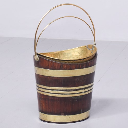 Quality Mahogany And Brass Navette Bucket