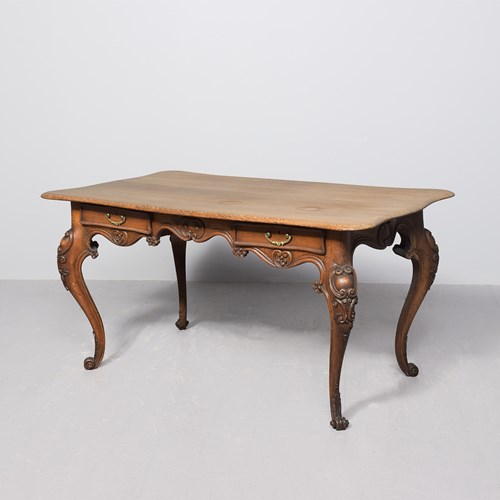 French Solid Oak Double-Sided Writing Table