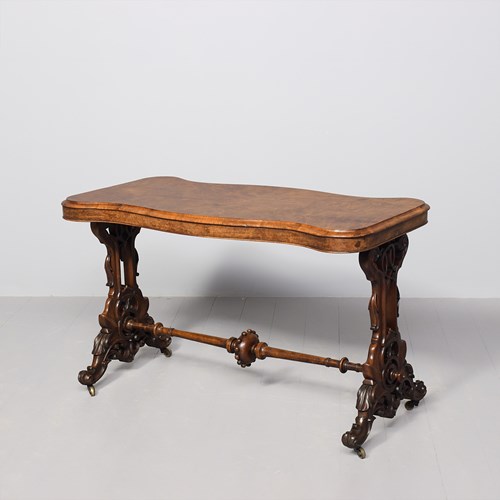 Magnificent Early Victorian Large Burr Walnut Free-Standing Centre Table