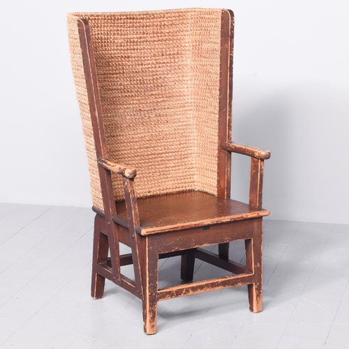 A Painted Pine, Full-Sized Oaten-Straw Back Orkney Chair