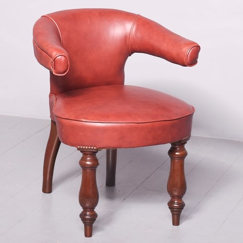 Victorian Mahogany Leather Upholstered Cock-Fighting Or Office Chair