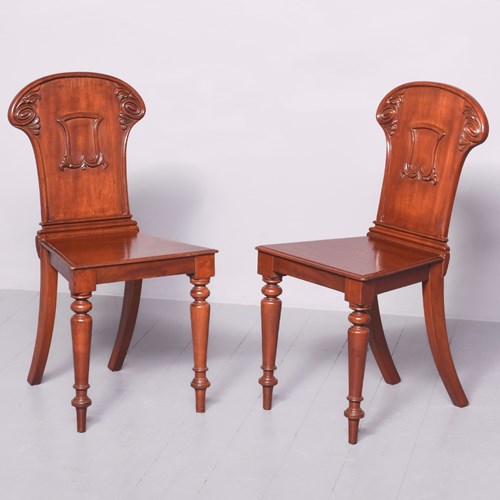 Elegant Pair Of George III Mahogany Hall Chairs