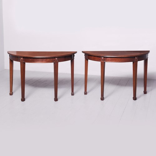 Pair Of Mahogany Demi-Lune Side Tables