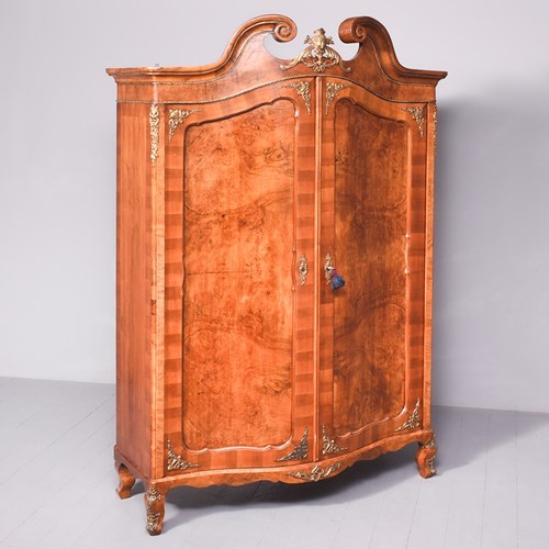 Magnificent Ormolu Mounted French Burr Walnut 2 Door Armoire