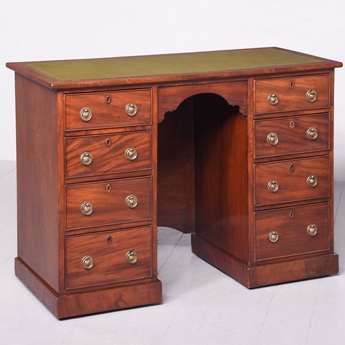 Neat Size Late Victorian Mahogany Knee Hole Desk