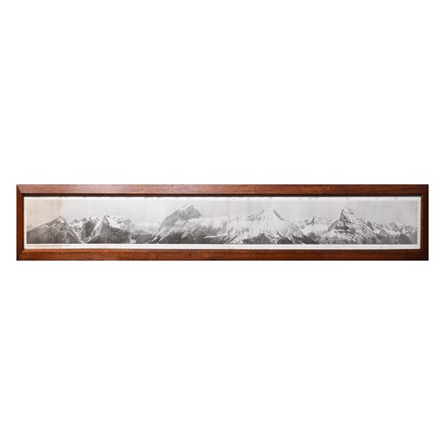 Massive Oak Framed Photograph Of Canadian Mountains