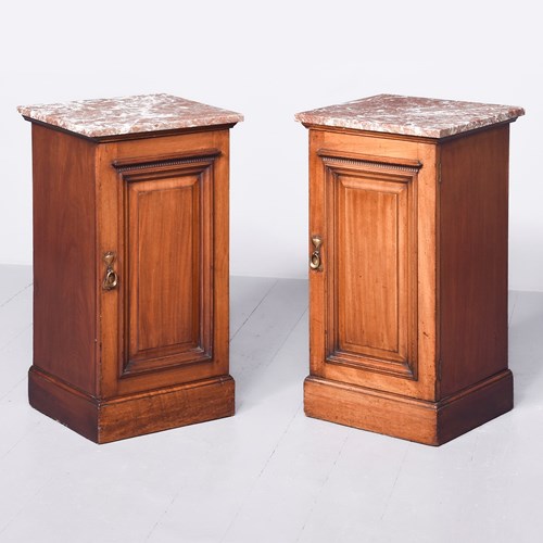 Pair Of Marble Topped Bedside Cabinets
