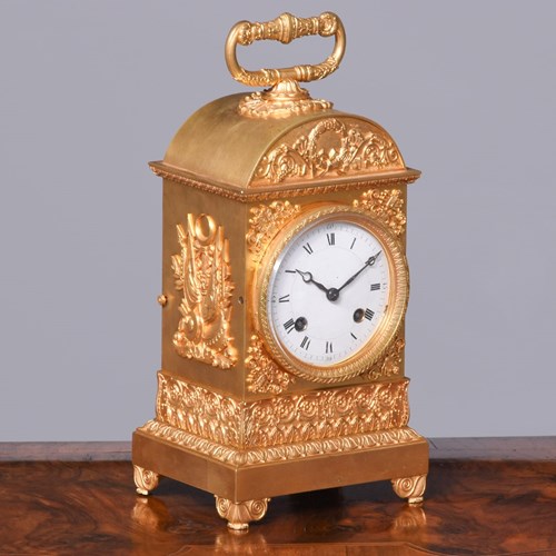 A Swiss Pendule D’Officier 19Th Century Ormolu Clock (An Early Travelling Clock)