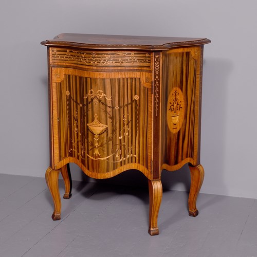 Rare Sheraton-Style Inlaid Zebrawood (Zebrano) Side Cabinet